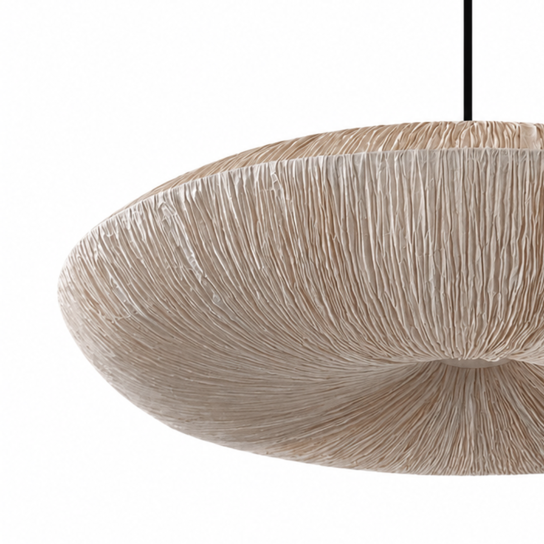 Papyrus Halo Pendant Lamp - Banana Fiber paper / Dia: 8’’ W: 36’’ - Lighting