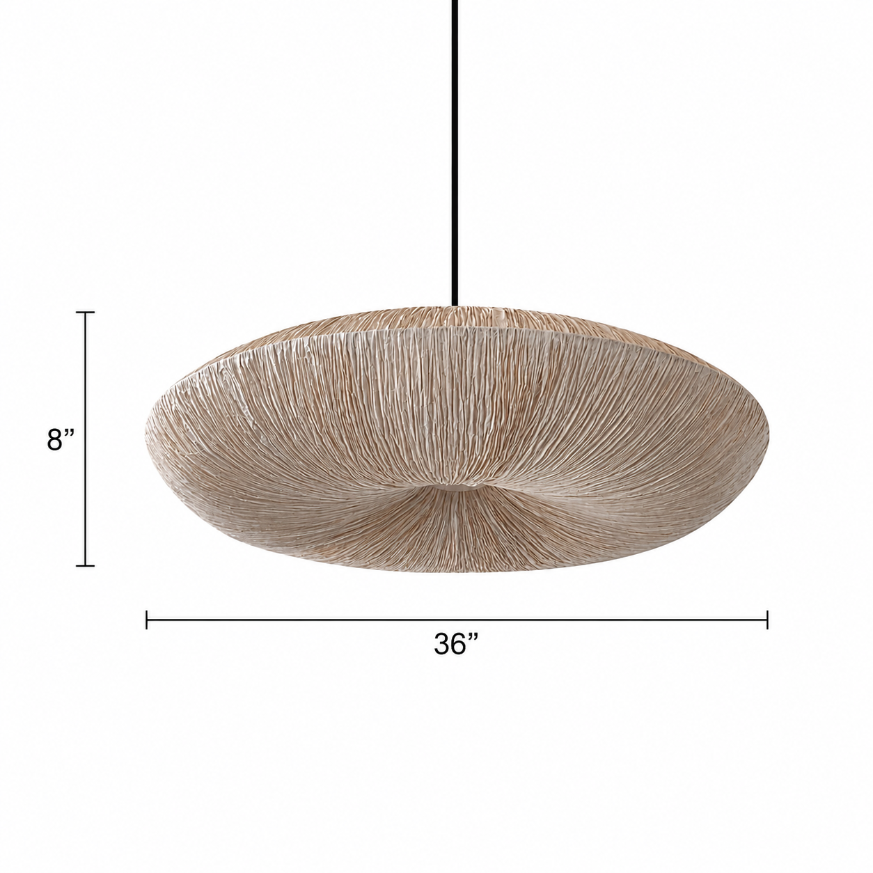 Papyrus Halo Pendant Lamp - Banana Fiber paper / Dia: 8’’ W: 36’’ - Lighting