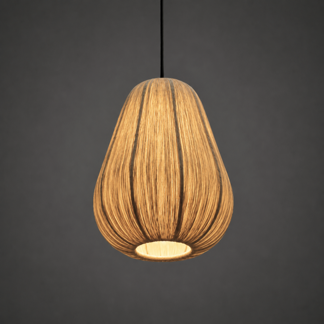 Papyrus Hive Pendant Lamp - H: 14’’ × W: 8’’ / Banana Fiber paper - Lighting