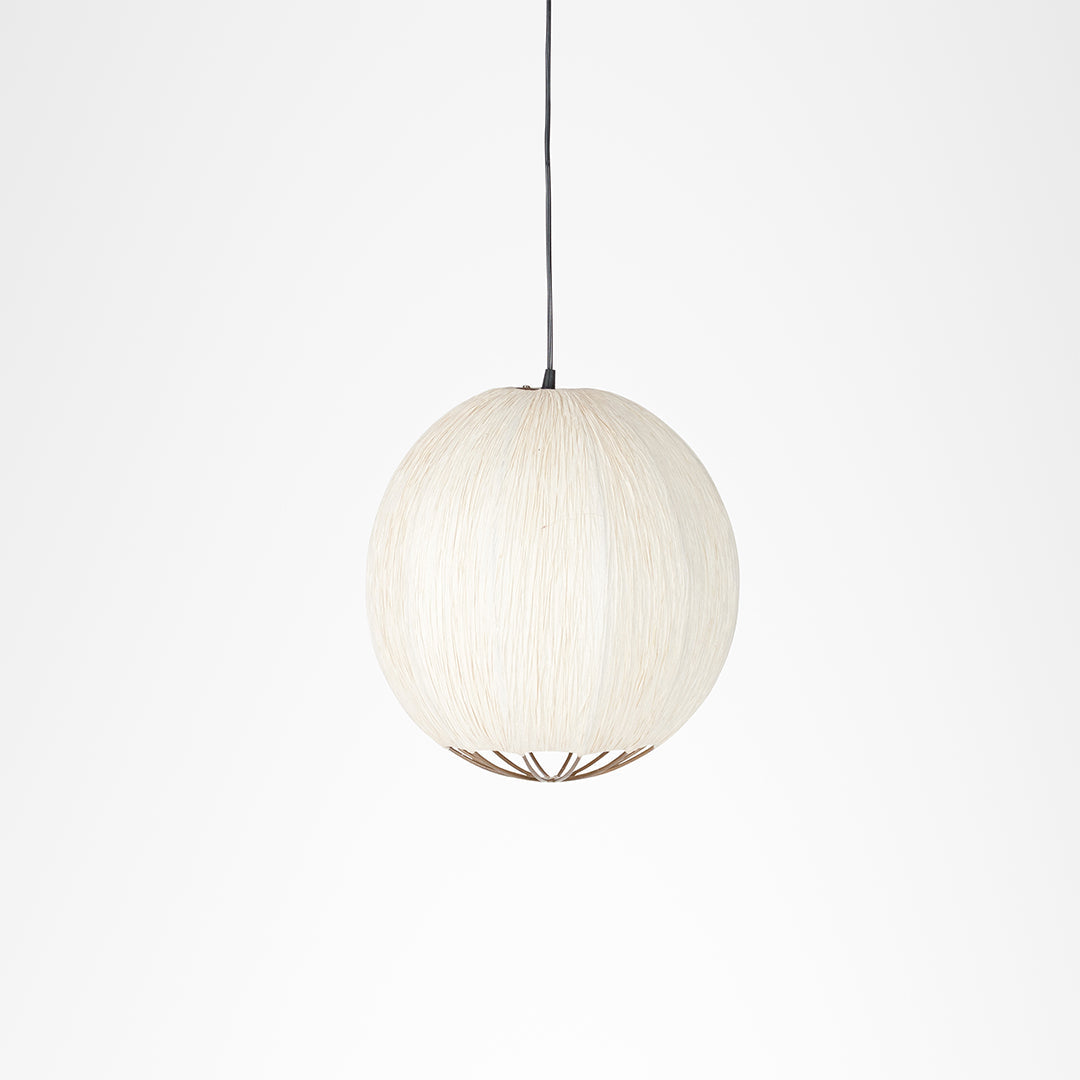 Papyrus Orb Pendant Lamp - Offwhite / Banana Fiber paper / Dia: 14’’ H: 12’’ - Lighting