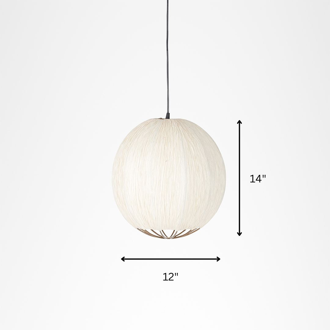 Papyrus Orb Pendant Lamp - Offwhite / Banana Fiber paper / Dia: 14’’ H: 12’’ - Lighting