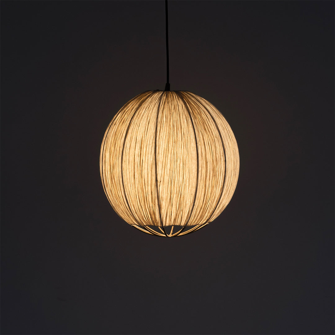 Papyrus Orb Pendant Lamp - Offwhite / Banana Fiber paper / Dia: 14’’ H: 12’’ - Lighting