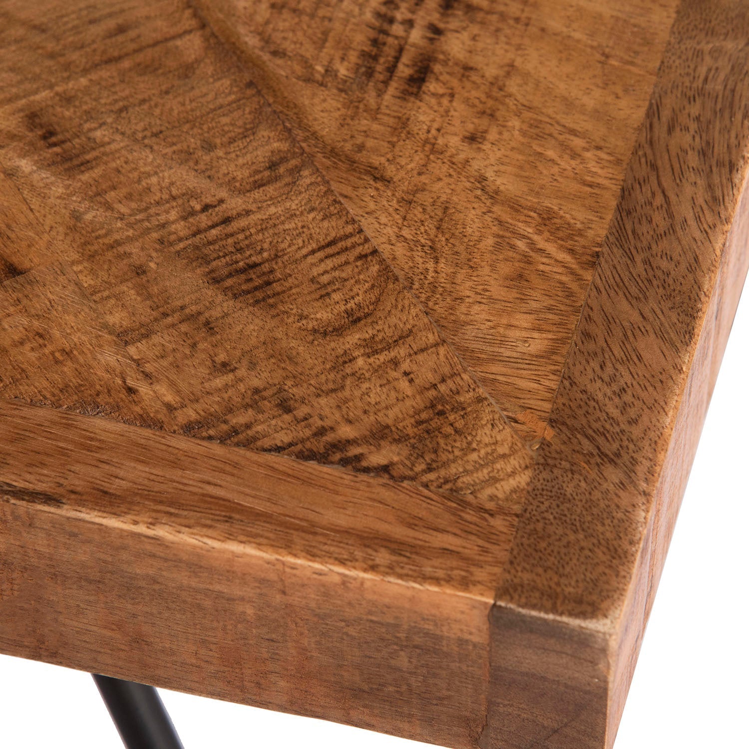 Parquetry Hairpin Coffee Table - Light Walnut / Mango Wood And MS / L:90 x D:45 x H:41 in cm - Indoor Furniture