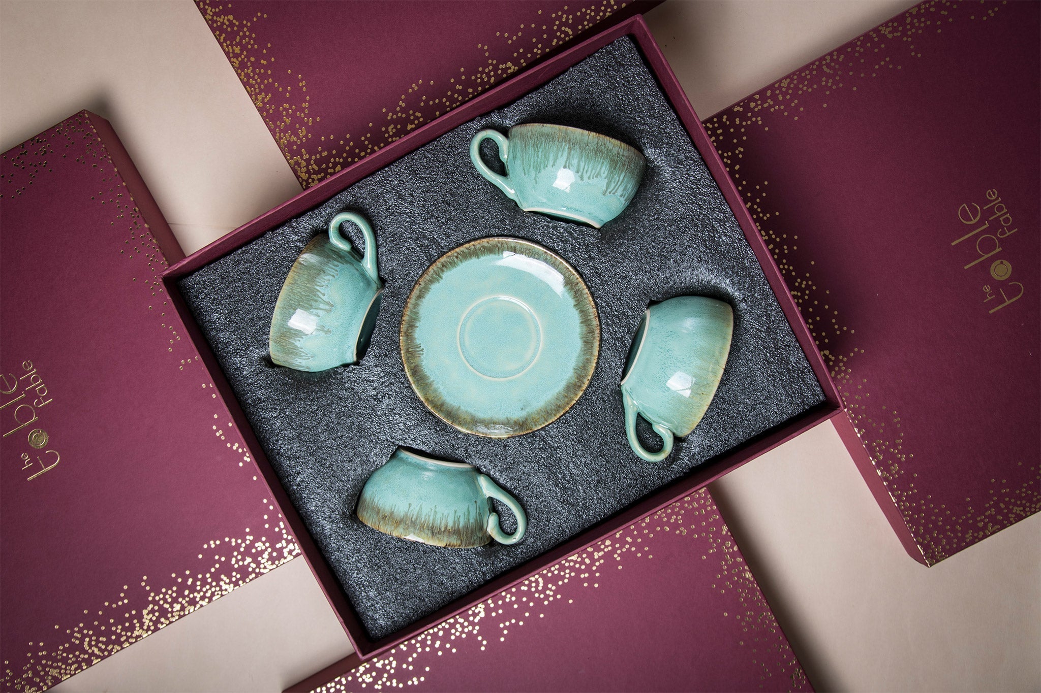 Pastel Green Cup Saucer Gift Box (Set of 4) - Decor