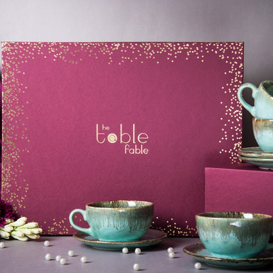 Pastel Green Cup Saucer Gift Box (Set of 4) - Decor