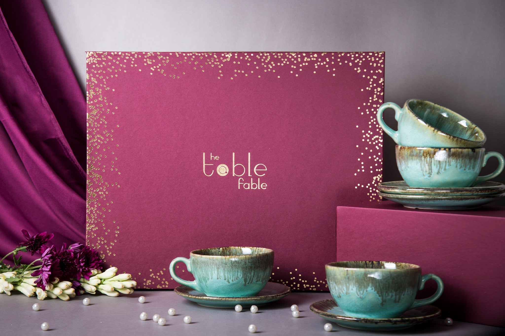 Pastel Green Cup Saucer Gift Box (Set of 4) - Decor