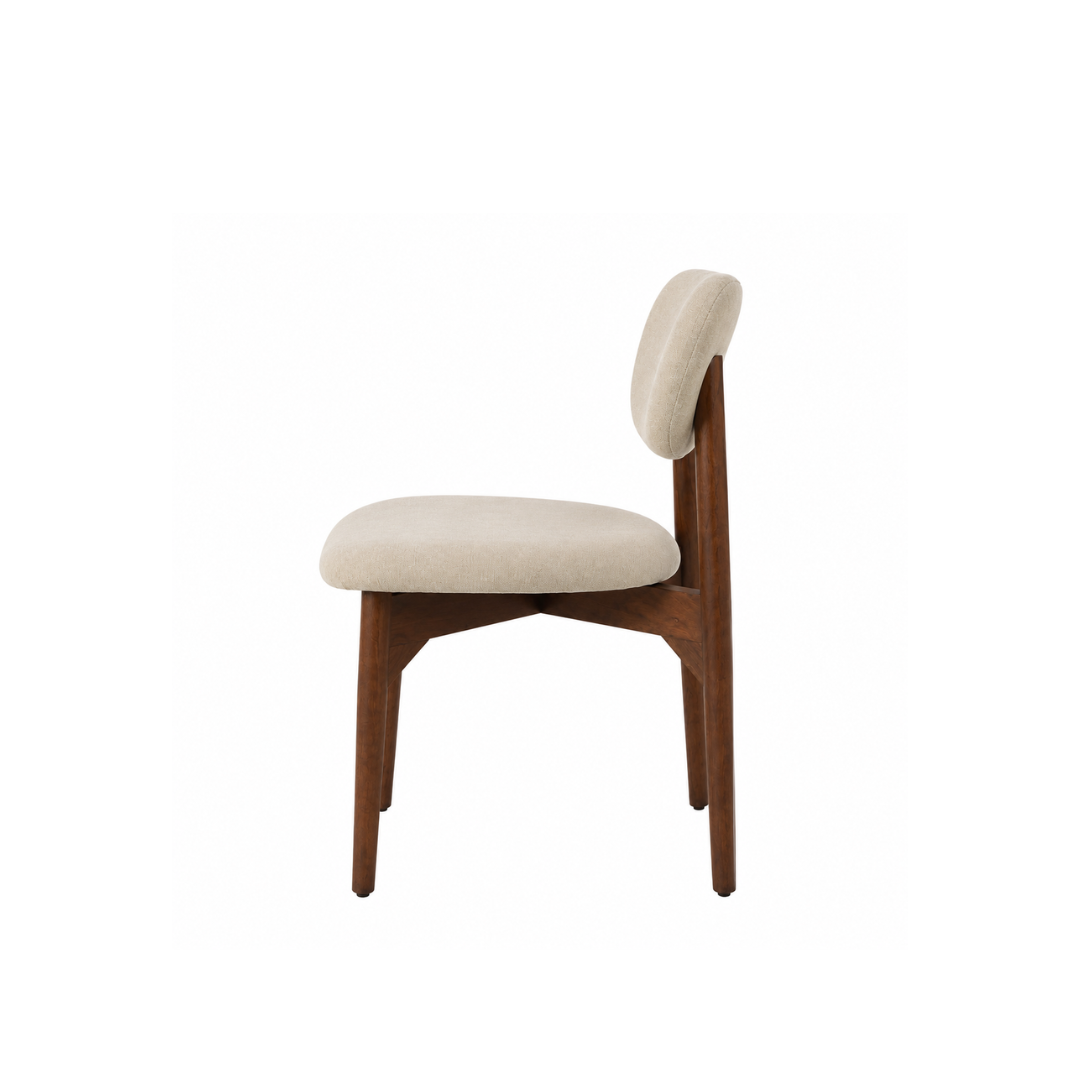 Pebble Dining Chair set of 2 - Upholstered & Acacia wood / Walnut finish / L: 18.5’’ W: 20’’ H: 32’’ SH: 18’’ - Dining
