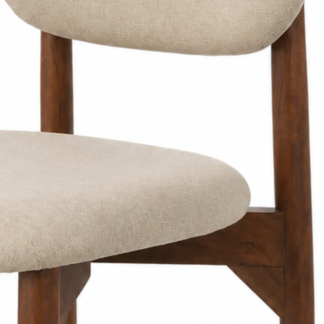 Pebble Dining Chair set of 2 - Upholstered & Acacia wood / Walnut finish / L: 18.5’’ W: 20’’ H: 32’’ SH: 18’’ - Dining