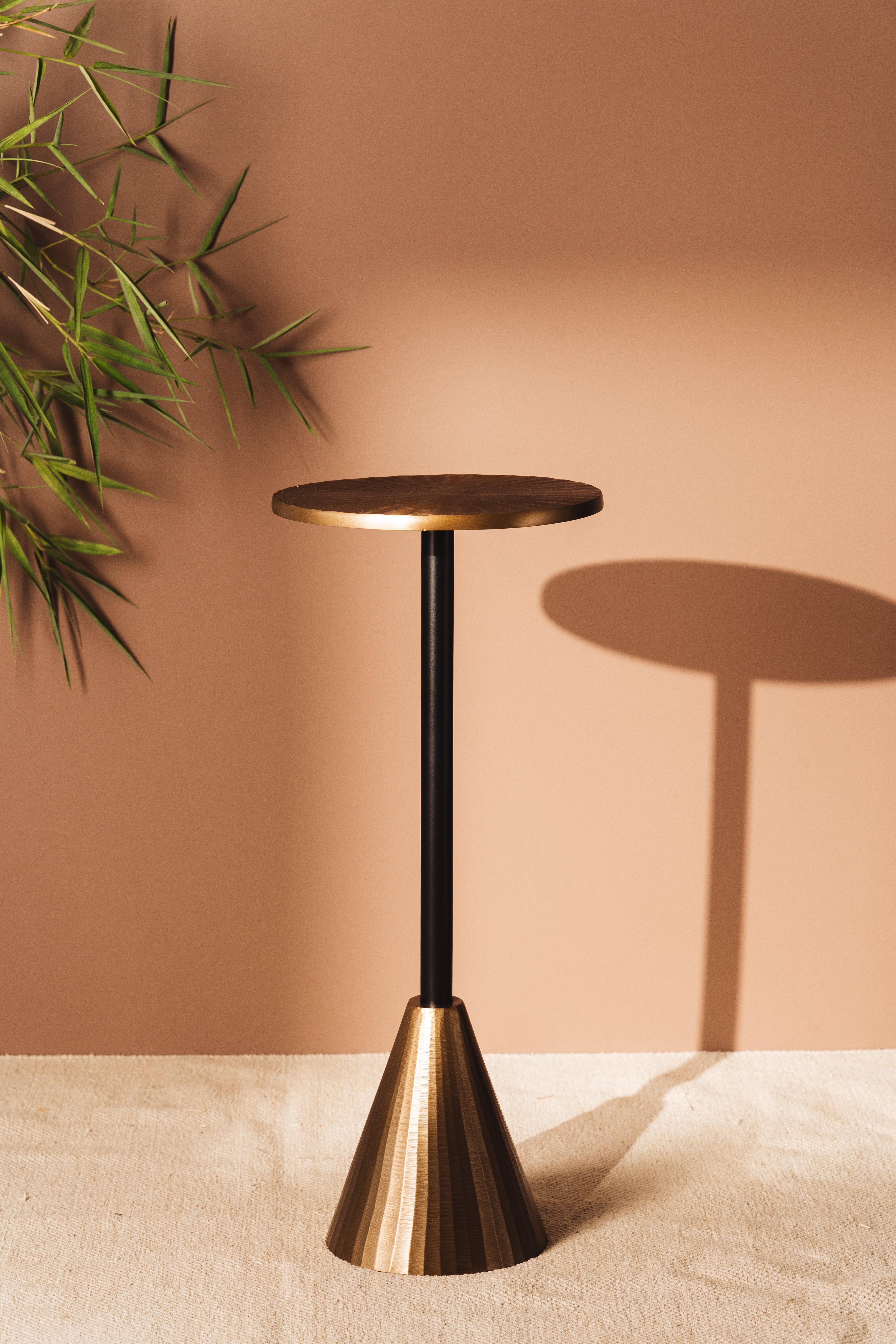 Pine Cone Chic Side Table - Black And Gold / 26 x W:26 x H:60 In Cms / Metal - Indoor Furniture