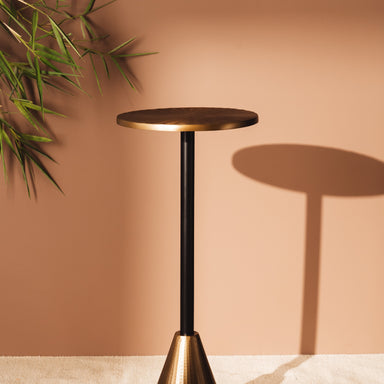 Pine Cone Chic Side Table - Black And Gold / 26 x W:26 x H:60 In Cms / Metal - Indoor Furniture
