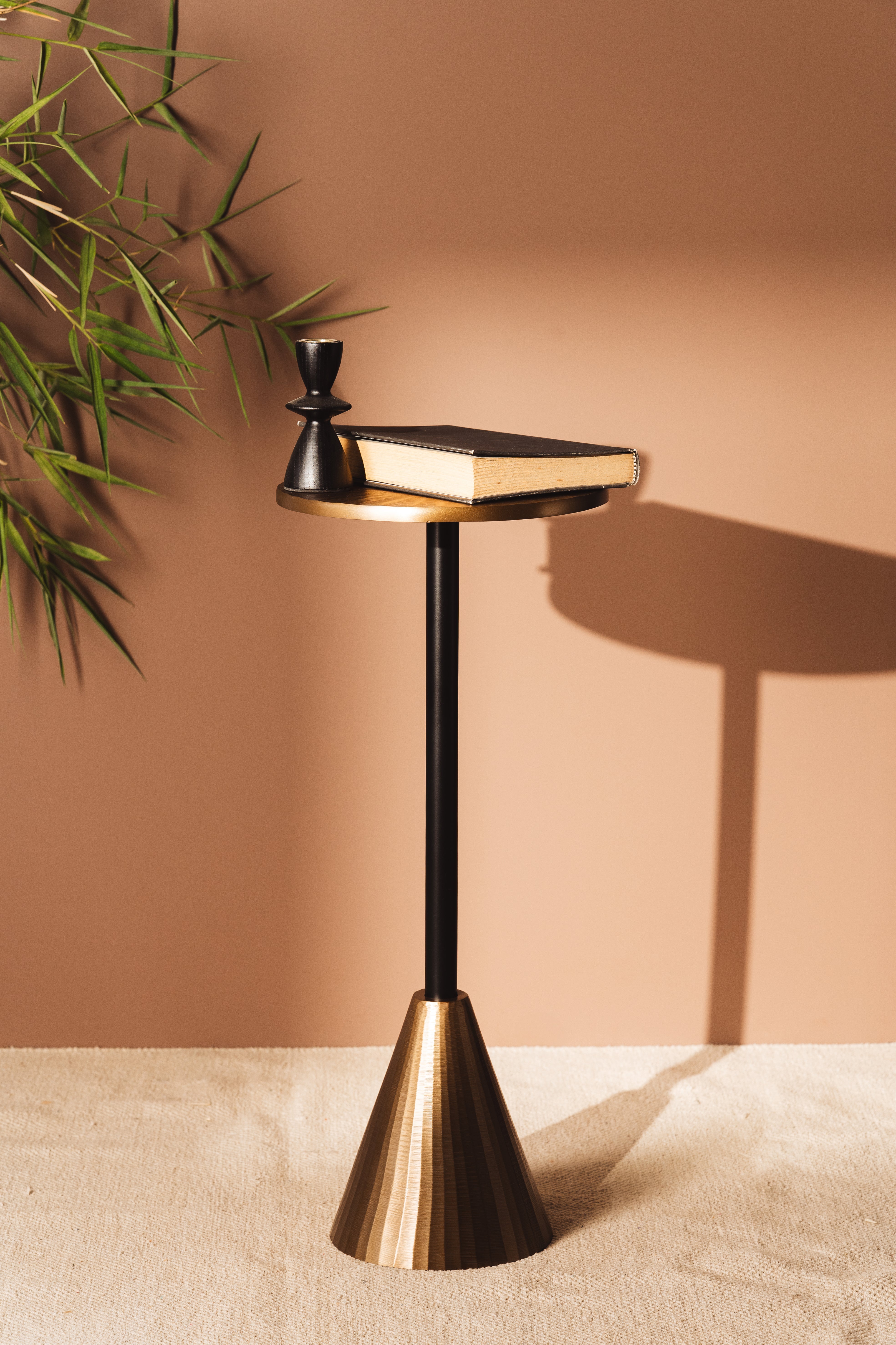 Pine Cone Chic Side Table - Black And Gold / 26 x W:26 x H:60 In Cms / Metal - Indoor Furniture