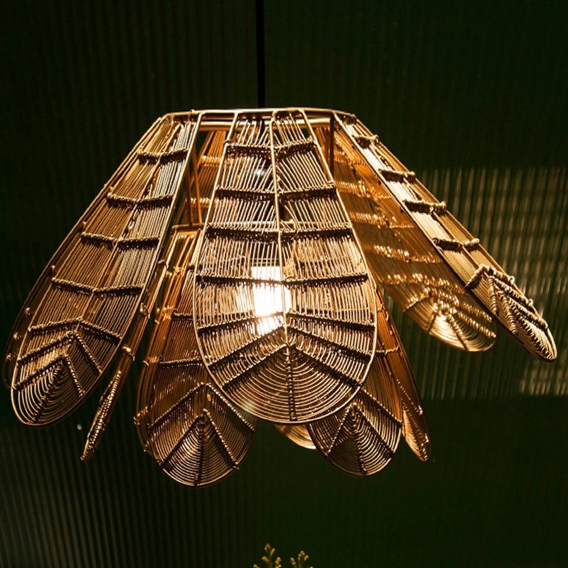 Prerit Hanging Lamp - Gold / 50cm L x 50cm D x 22cm H / Mild Steel - Lighting