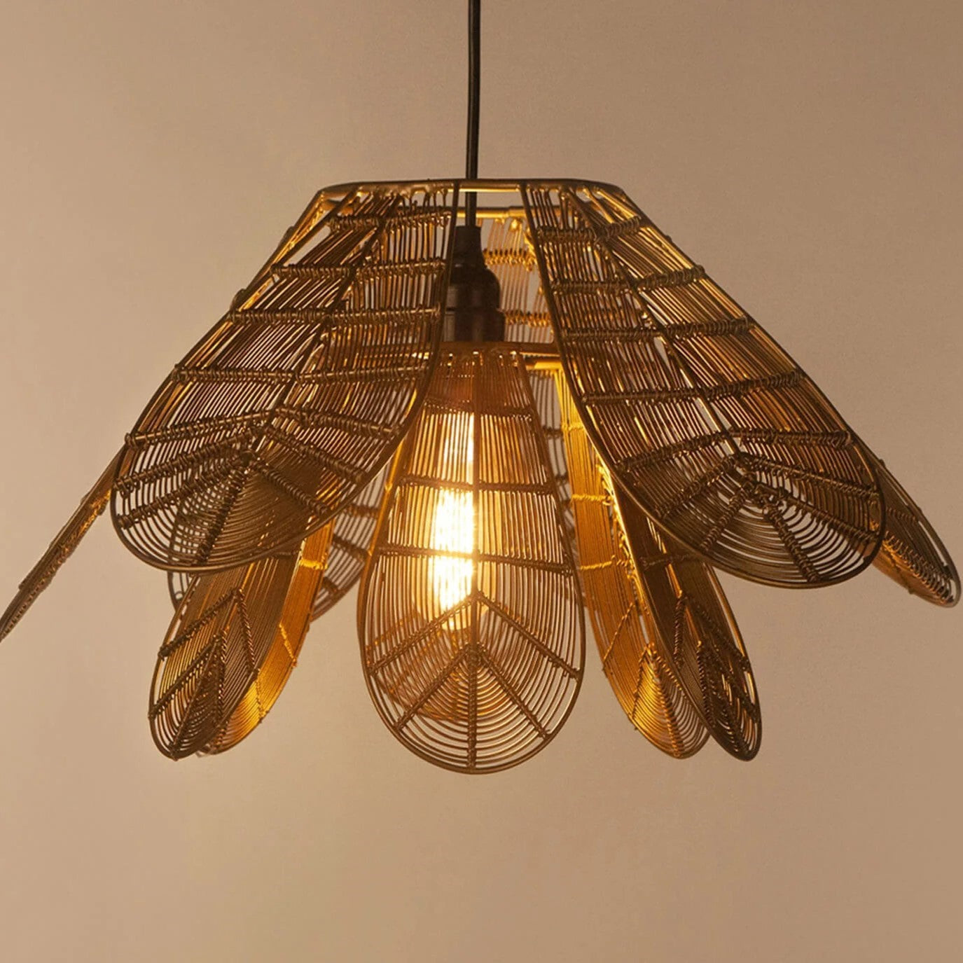 Prerit Hanging Lamp - Gold / 50cm L x 50cm D x 22cm H / Mild Steel - Lighting