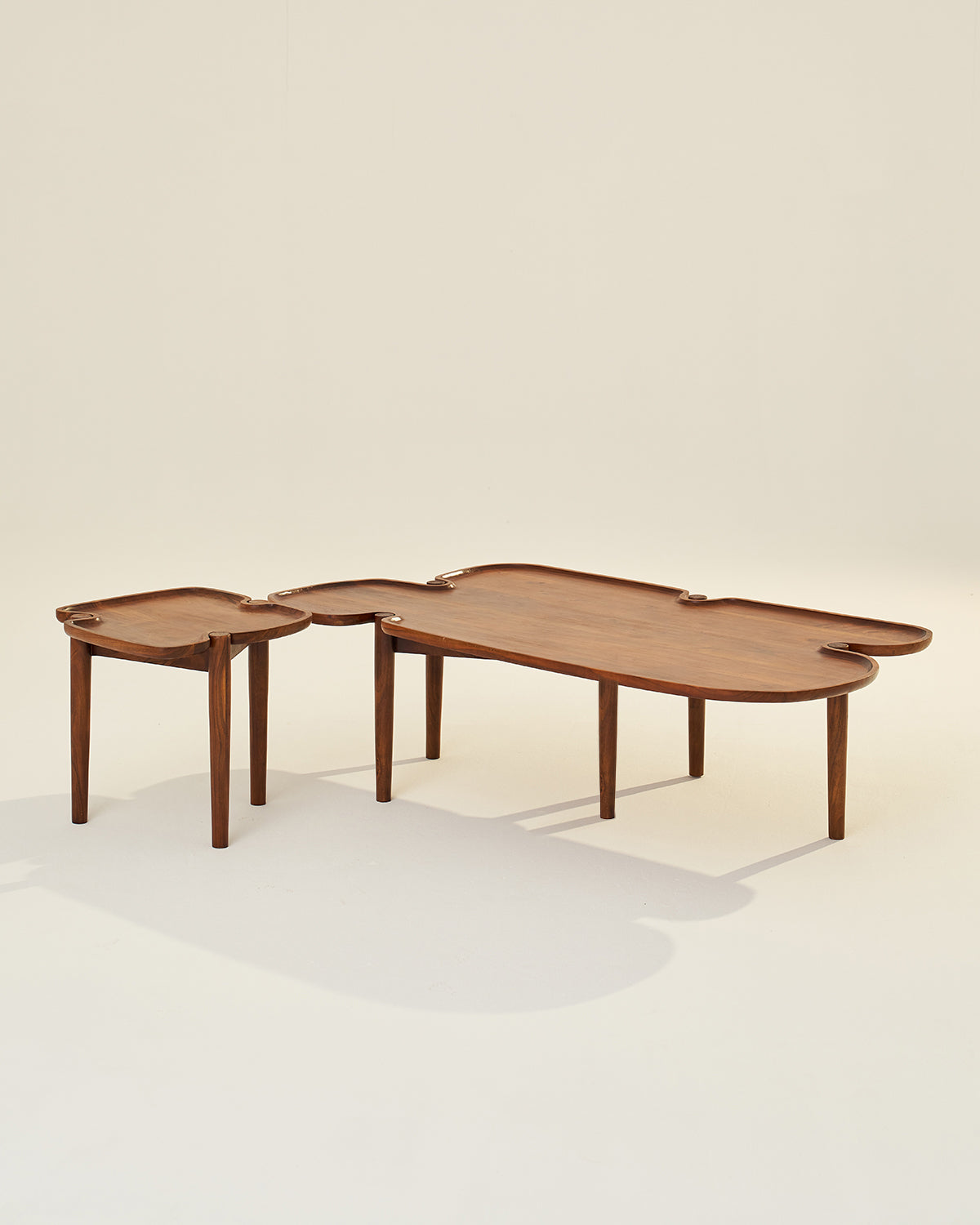Puzzle - Set of 2 - Honey / Acacia Wood / Large:146L X 77W X 43H and Small:48L X 48W X 46H In Cms - Indoor Furniture