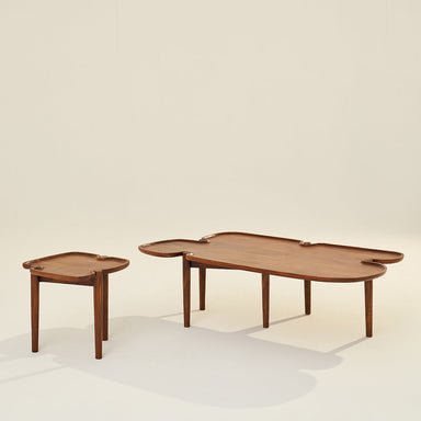 Puzzle - Set of 2 - Honey / Acacia Wood / Large:146L X 77W X 43H and Small:48L X 48W X 46H In Cms - Indoor Furniture