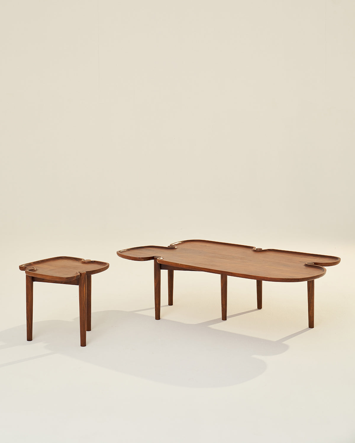 Puzzle - Set of 2 - Honey / Acacia Wood / Large:146L X 77W X 43H and Small:48L X 48W X 46H In Cms - Indoor Furniture
