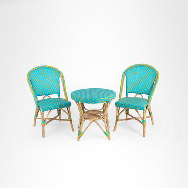 QI Popsicle Cane Table and Chairs Set - Chair: W: 17’’ D: 18’’ H: 38’’ SH: 19’’ Table: Dia: 25’’ H: 25’’ / Yellow