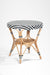 QV Popsicle Cane Table and Chairs Set - Dia: 25’’ H: 25’’ Chair- W: 17’’ D: 18’’ H: 38’’ SH: 19’’ / Black and White