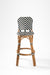 R Popsicle Cane Bar with Swivel - Cane Frame and PVC Weaving / W: 17’’ D: 17’’ H: 42’’ SH: 29’’ / Black and White