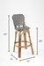 R Popsicle Cane Bar with Swivel - Cane Frame and PVC Weaving / W: 17’’ D: 17’’ H: 42’’ SH: 29’’ / Black and White