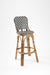R Popsicle Cane Bar with Swivel - Cane Frame and PVC Weaving / W: 17’’ D: 17’’ H: 42’’ SH: 29’’ / Black and White