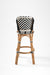 R Popsicle Cane Bar with Swivel - Cane Frame and PVC Weaving / W: 17’’ D: 17’’ H: 42’’ SH: 29’’ / Black and White