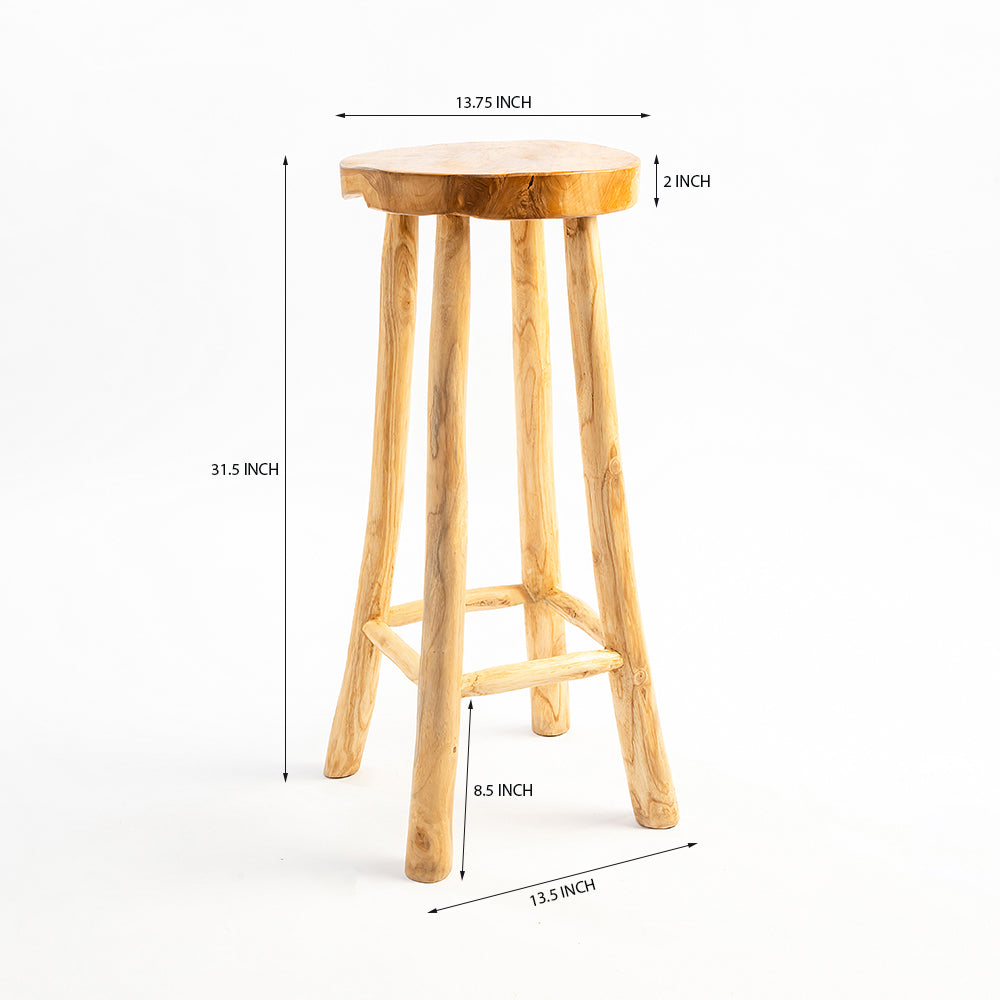 Raft Bar Stool - 35x35x80 In cm / Teak Wood - Outdoor Furniture