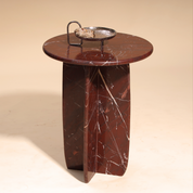 Raio Indian Roso Side Table - L:45.72 x W:45.72 x H:55.88 In Cms / Red / Marble - Indoor Furniture