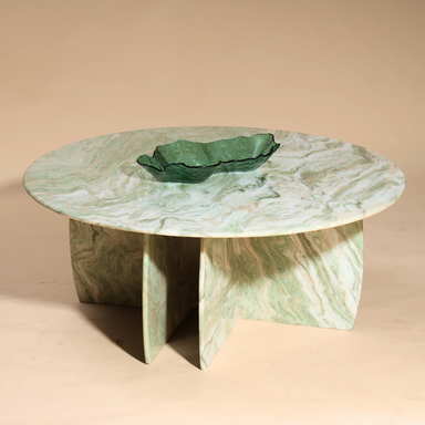 Raio Pista Coffee Table - L:101.6 x W:101.6 x H:40.64 In Cms / Green / Marble - Indoor Furniture