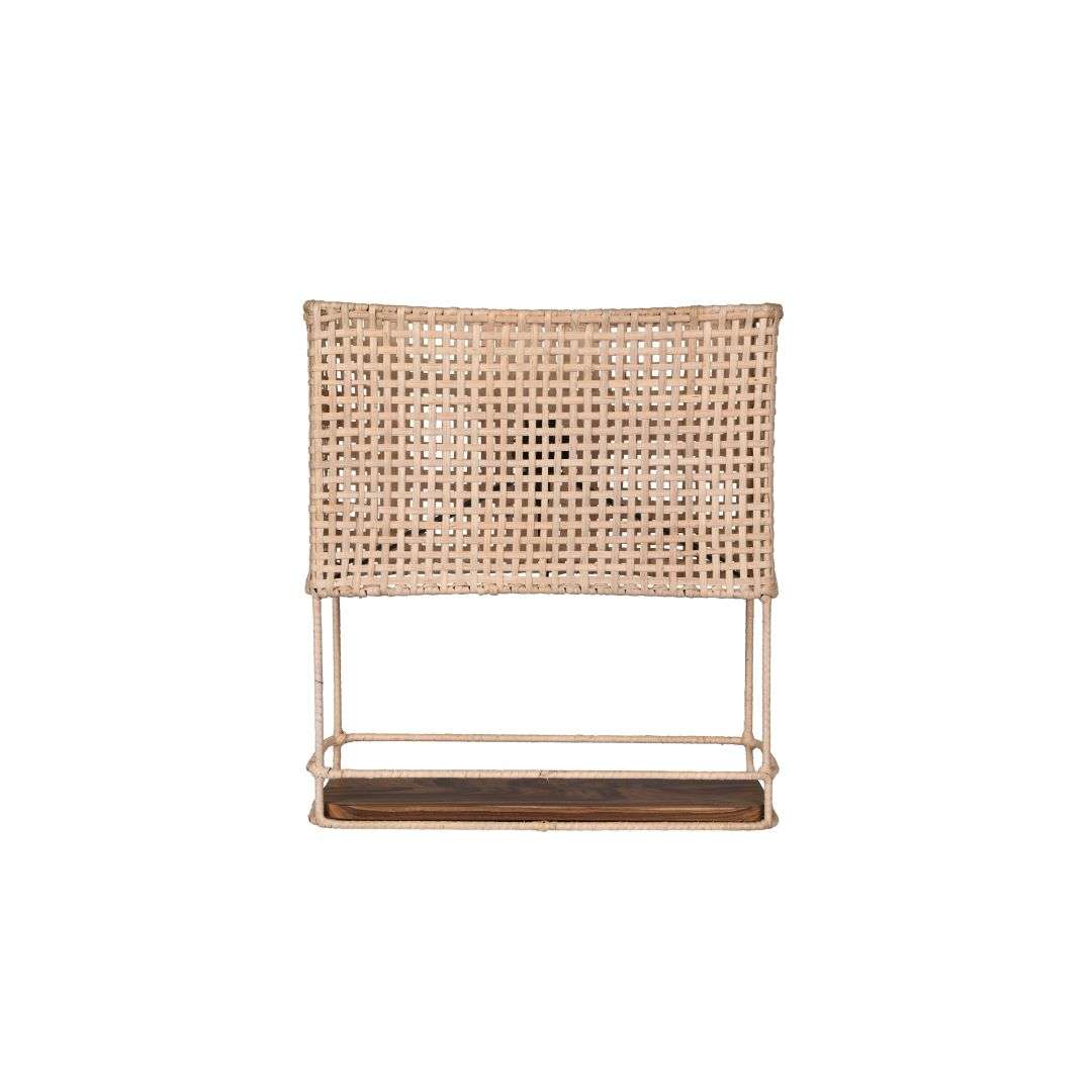 Rattan Table Lamp - Natural / Teakwood, iron and cane / L: 15’’ W: 6’’ H: 16.5’’ - Lighting