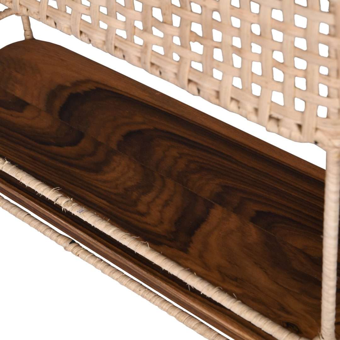 Rattan Table Lamp - Natural / Teakwood, iron and cane / L: 15’’ W: 6’’ H: 16.5’’ - Lighting