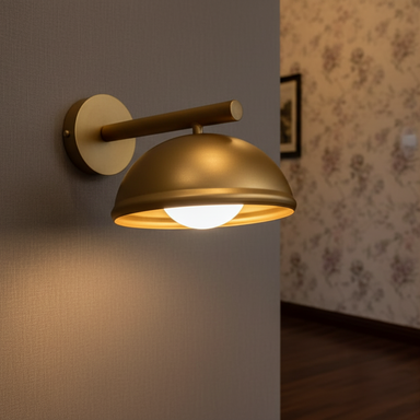 Regal Dome Wall Sconce - Gold / 8 inches, Width - 10 inches, Height: 8 inches / Glass and Mild Steel - Lighting
