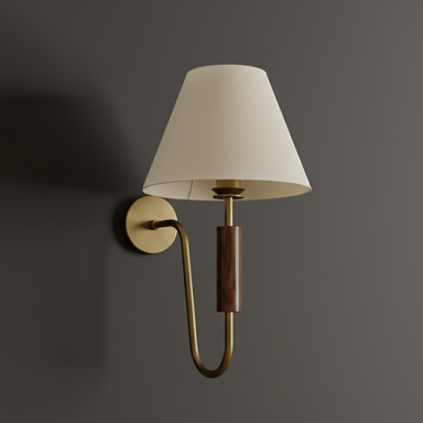 Wall-mounted wooden light creating soft, calming illumination for resort and hospitality spaces.