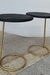 Ring Side Table - L:18’’ x B:18’’ x H:23’’ In Inches / Black Distressed/Charcoal Sheesham Top; Gold PVD Stainless Steel