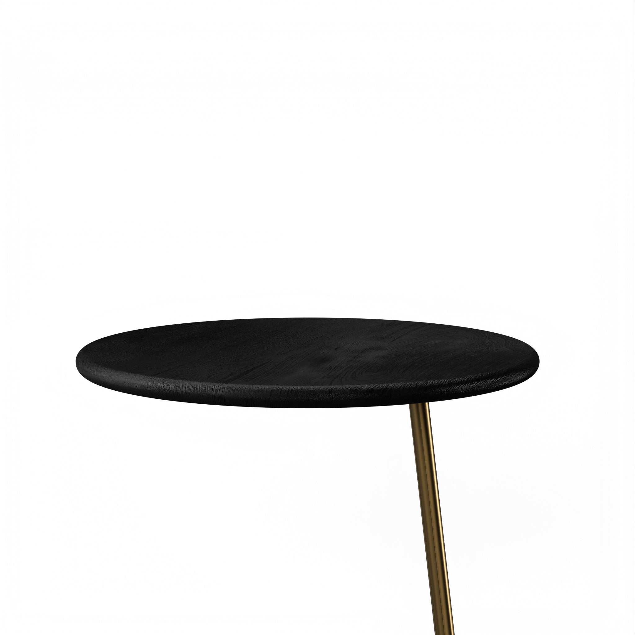 Ring Side Table - L:18’’ x B:18’’ x H:23’’ In Inches / Black Distressed/Charcoal Sheesham Top; Gold PVD Stainless Steel