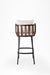 Rio Bar Chair - L: 20’’ B: 20’’ H: 39’’ SH: 30’’ / Brown Black & Beige / Mild Steel Acacia Wood and Upholstery - Indoor