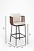 Rio Bar Chair - L: 20’’ B: 20’’ H: 39’’ SH: 30’’ / Brown Black & Beige / Mild Steel Acacia Wood and Upholstery - Indoor