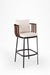 Rio Bar Chair - L: 20’’ B: 20’’ H: 39’’ SH: 30’’ / Brown Black & Beige / Mild Steel Acacia Wood and Upholstery - Indoor