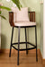 Rio Bar Chair - L: 20’’ B: 20’’ H: 39’’ SH: 30’’ / Brown Black & Beige / Mild Steel Acacia Wood and Upholstery - Indoor