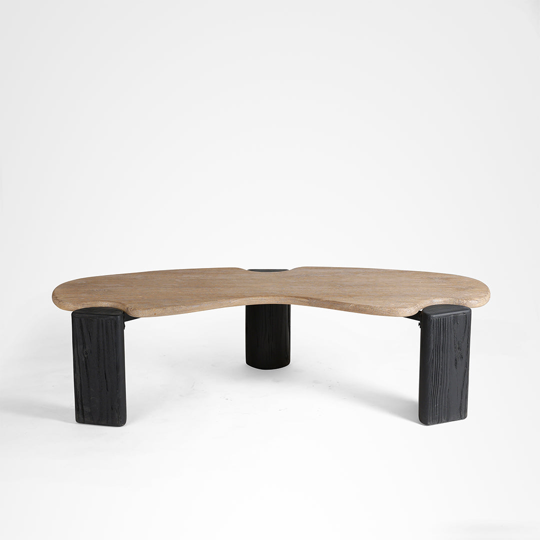 Riverbend Coffee Table - L:68x W:29 x H:17.5 In inches / Mango Wood Top and Pine Wood Base / Black - Indoor Furniture