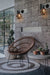 Riveted Antique Gold Wall Light Fixture Mid-Century Interior