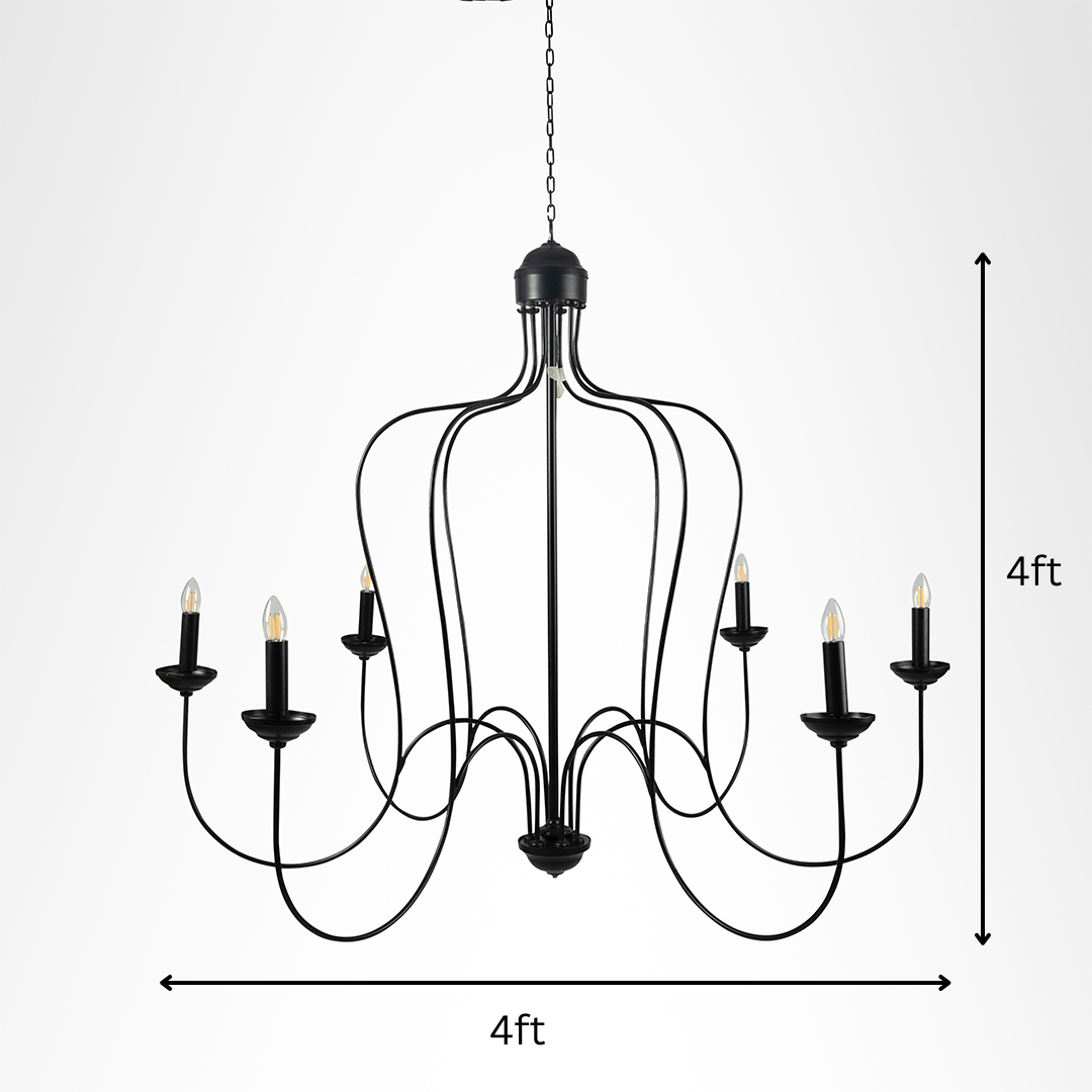 Coral Chandelier - Matte Black / Iron / 48’’Wx 48’’H - Lighting