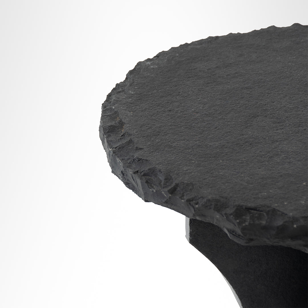 Roche Side Table - Black / Black Limestone / Dia: 16’’ H: 18.5’’ - Indoor Furniture