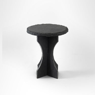 Roche Side Table - Black / Black Limestone / Dia: 16’’ H: 18.5’’ - Indoor Furniture
