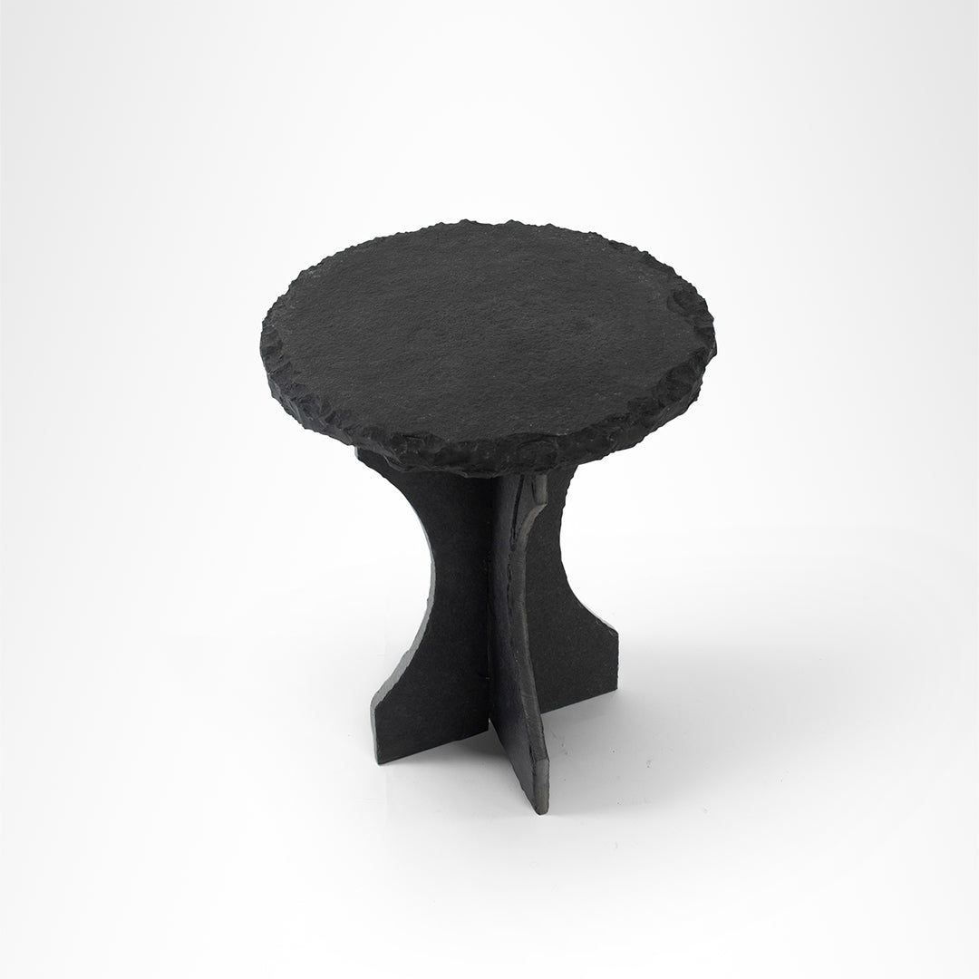 Roche Side Table - Black / Black Limestone / Dia: 16’’ H: 18.5’’ - Indoor Furniture