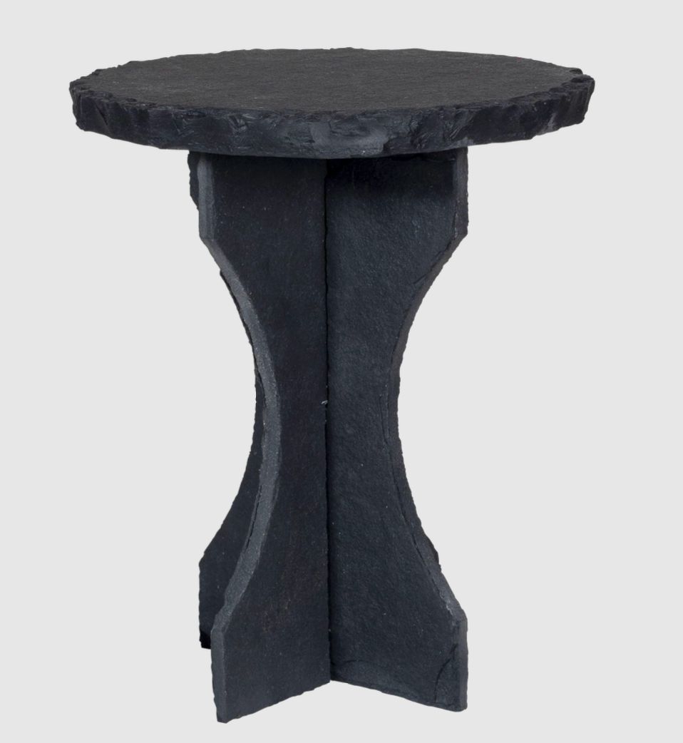 Roche Side Table - Black / Black Limestone / Dia: 16’’ H: 18.5’’ - Indoor Furniture