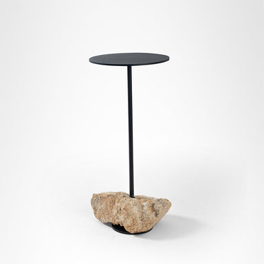 Rock Side Table - Black / Dia: 11’’ H:24 ’ / Mild Steel and Granite - Indoor Furniture