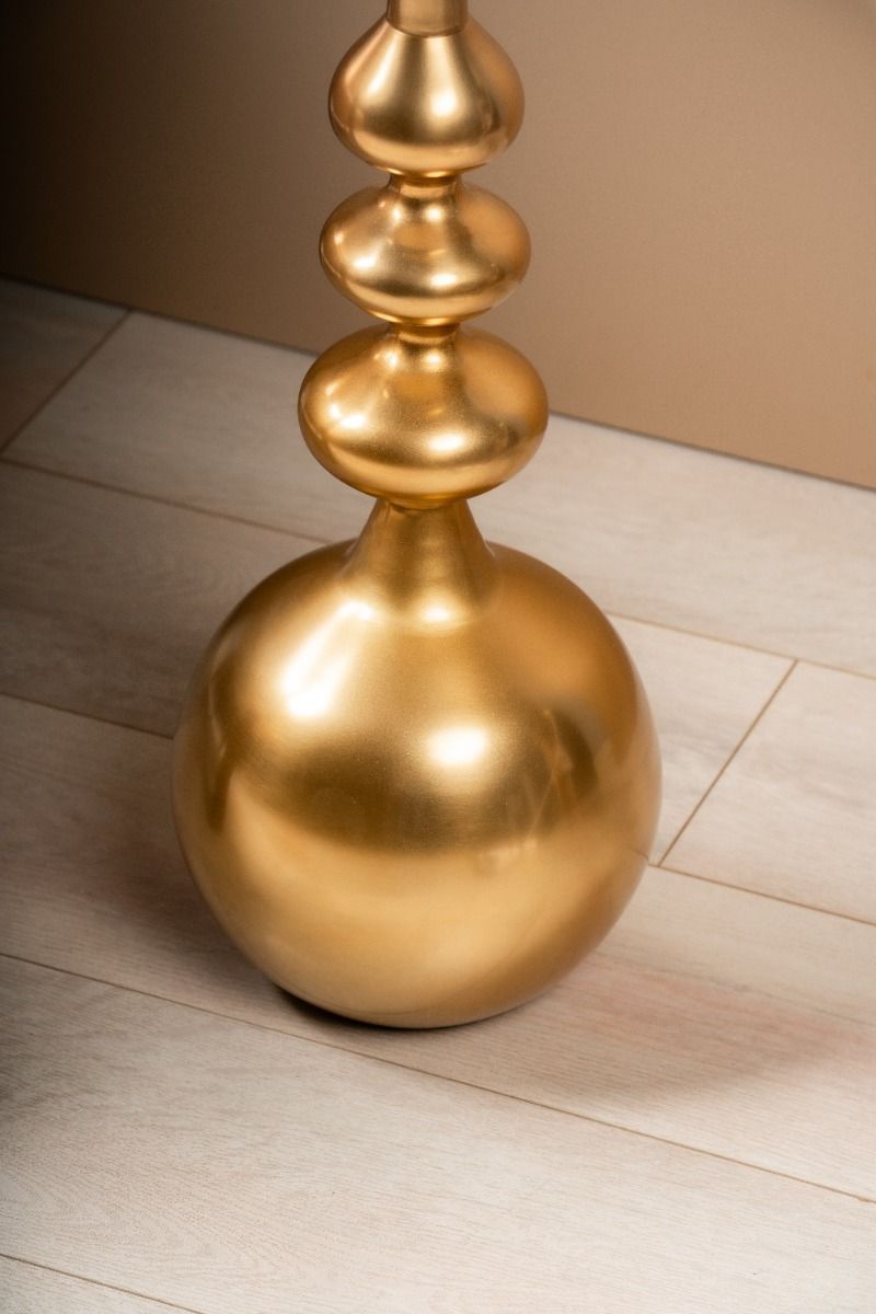Royal Granite Accent Table - Golden / 31 x W:31 x H:56 In Cms / Marble & Aluminium - Indoor Furniture