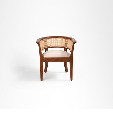 Ruby Lounge Chair - W: 27.5’’ D: 22.5’’ H: 29’’ SH: 18’’ / Light Walnut and Beige / Acacia Wood Natural Cane