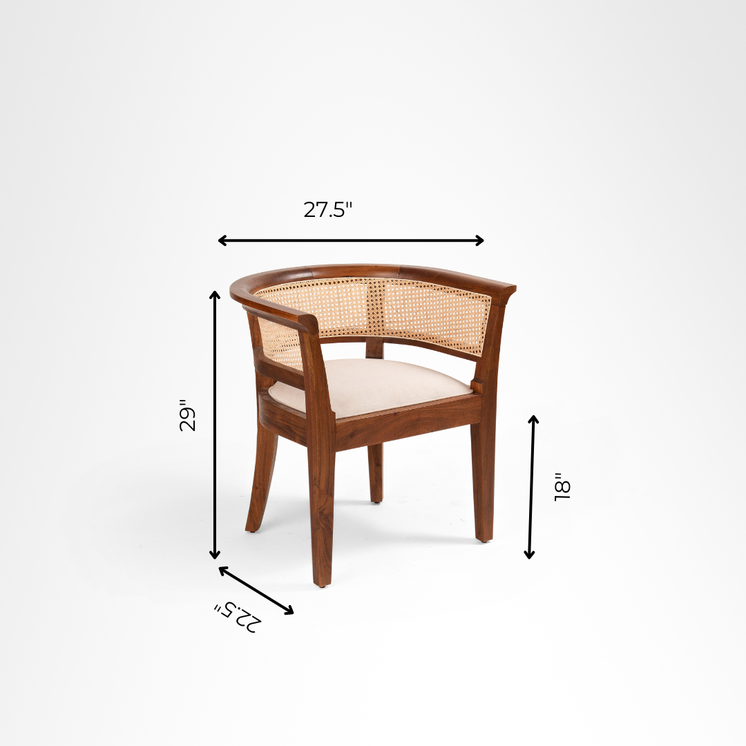 Ruby Lounge Chair - W: 27.5’’ D: 22.5’’ H: 29’’ SH: 18’’ / Light Walnut and Beige / Acacia Wood Natural Cane